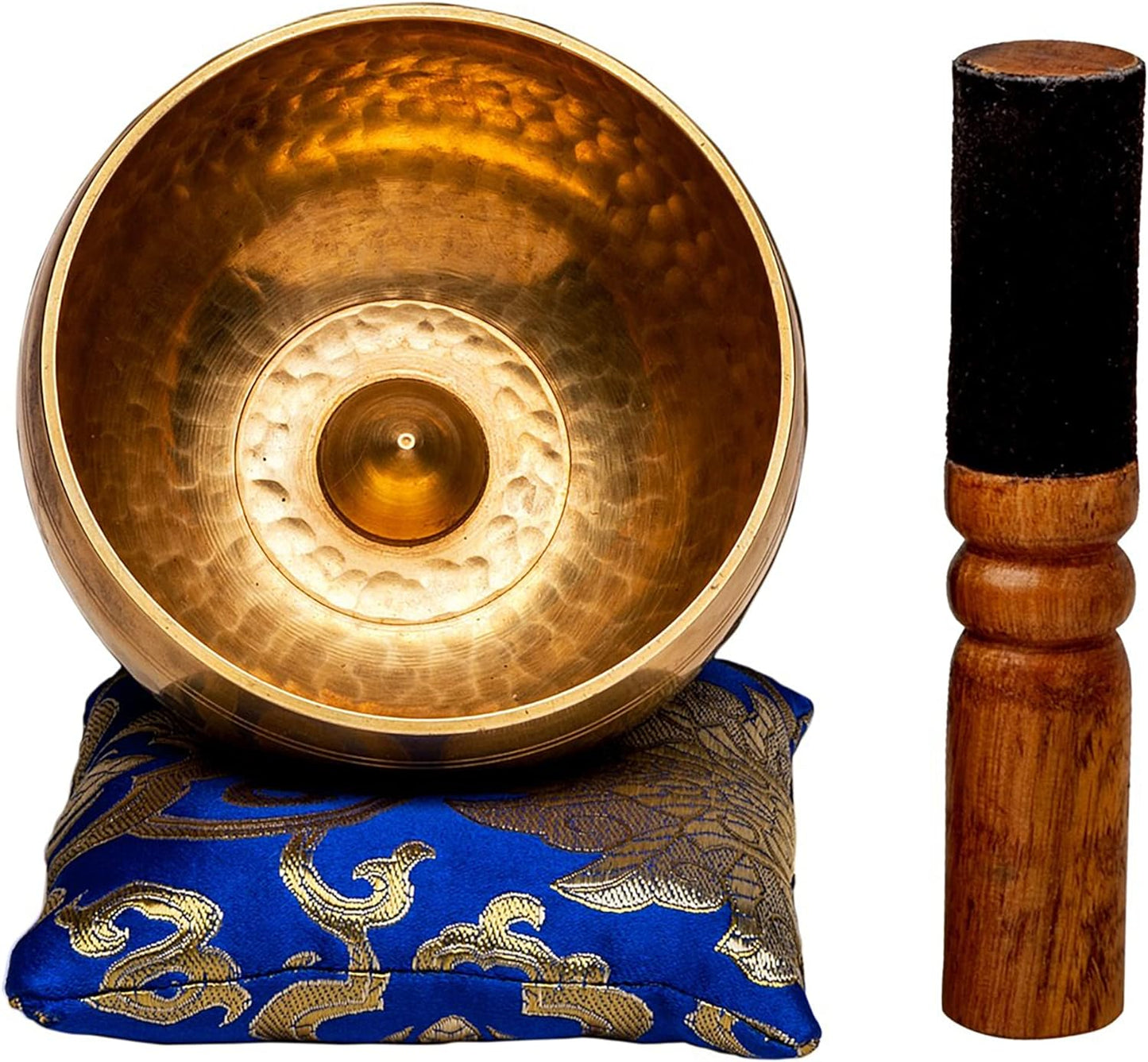 Tibetan Singing Bowl Set by — Hand Hammered Lingam Meditation Sound Bowl — Yoga, Chakra Balancing, Mindfulness, Stress and Anxiety Relief