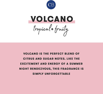 Volcano Scented Candles - Luxury Glass Jar Candles for Home Scented with Tropical Fruit & Sugared Citrus - Soy Wax Blend -  Volcano - Black Color (8 Oz)